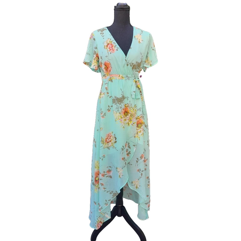 JUNE & HUDSON Floral Print High/Low Wrap Dress SIZE SMALL